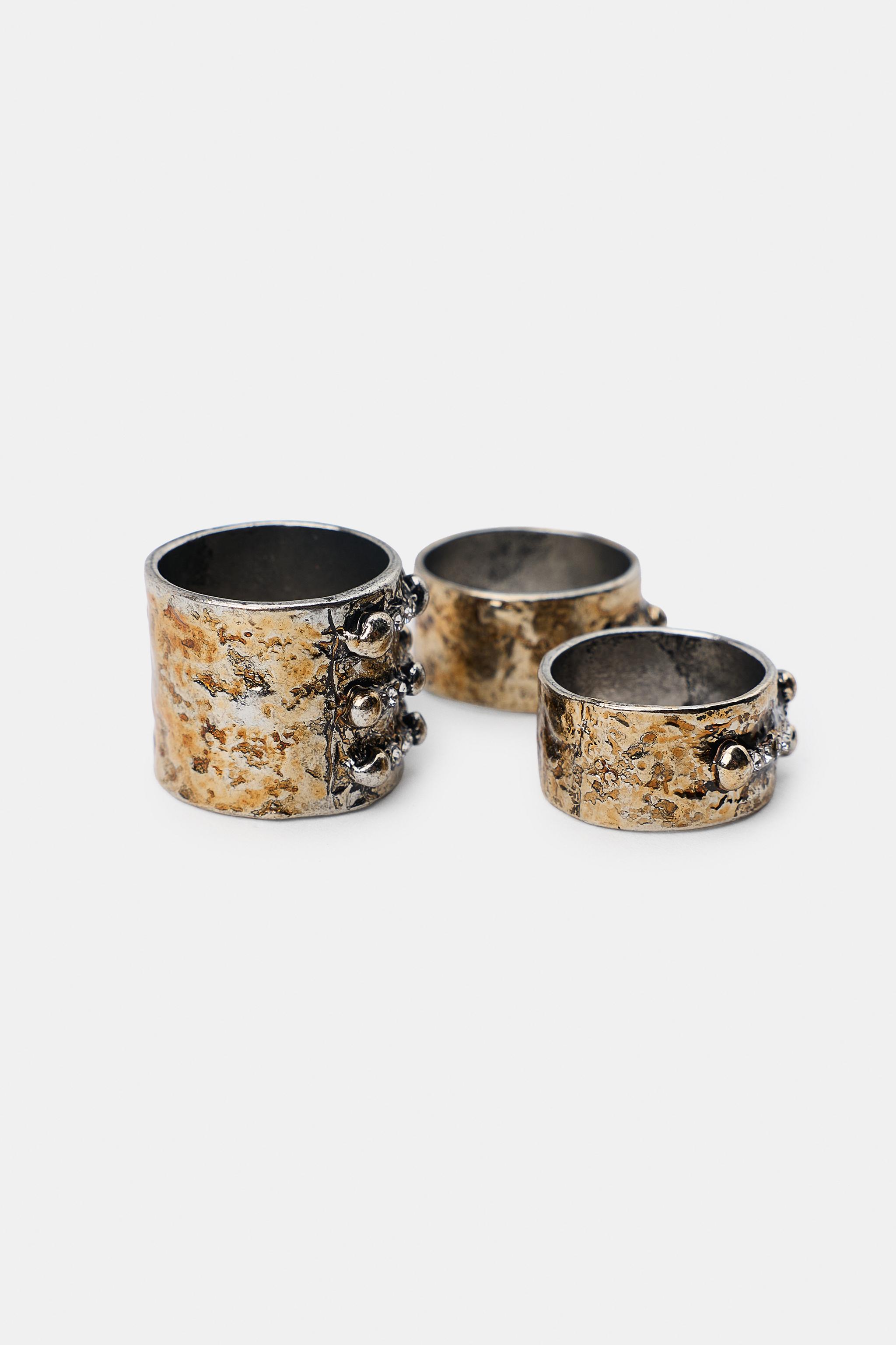 PACK OF 3 CARVED SHIMMER RINGS